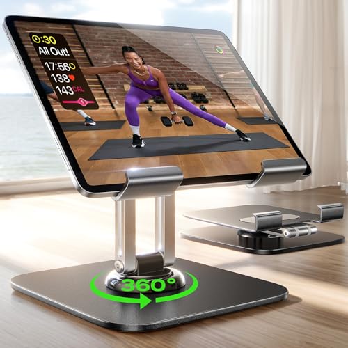 LISEN Soporte de iPad Soporte Tablet Mesa para iPad Stand Ajustable, Metal Atril Tablet Multiángulo Soporte Kindle Escritorio para iPad Air iPad Mini 2024, iPad Pro 12.9, Ebook, Samsung Otras Tablets